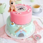 2 stöckige Fondanttorte mit Hundefigur